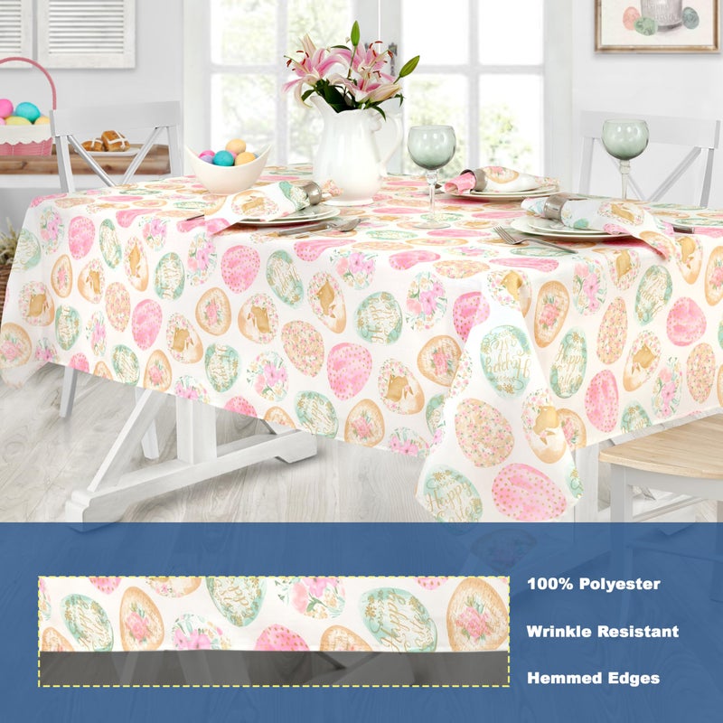 Newbridge Easter Egg Delight Fabric Tablecloth, Happy Easter Bunny Rabbit, Easy Care Stain Resistant Spring Fabric Tablecloth, 60â€ x 84â€ Oblong/Rectangle - Image 5